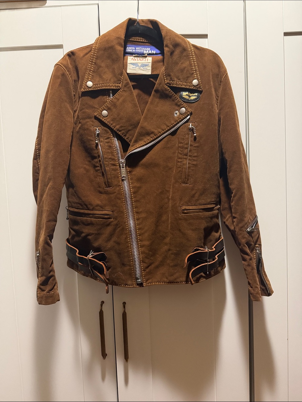 Comme des Garcons Brown Suede Bomber-Style Moto Jacket